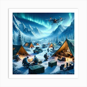 Campers In The Snow Art Print