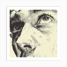 Portrait Of A Man Hand Drawn Sketch Art Print