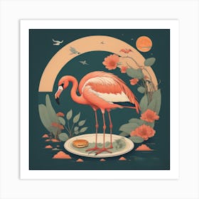 Pancake and Flamingo Art Print