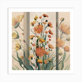 Orange Flowers Canvas Print Art Print