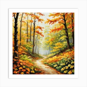 Forest In Autumn In Minimalist Style Square Composition 198 Art Print