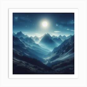 Moonlight In The Mountains Art Print