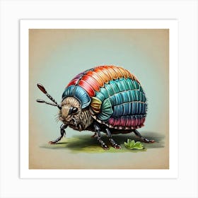 Colorful Insect Illustration Pill Bug 16 Art Print 2 Art Print