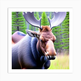 Moose In The Grass Art Print
