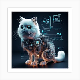 Cyborg Cat Art Print