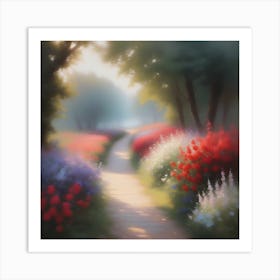 Path Through The Flowers Art Print