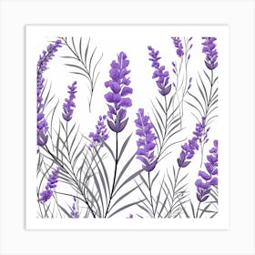 Lavender Flowers Seamless Pattern Art Print