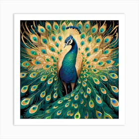 Peacock With Abstract Feathers Art Print