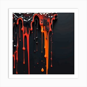 Dripping Paint On Black Background Art Print