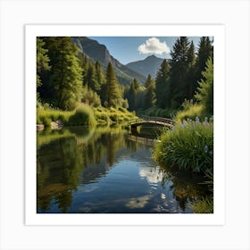 Bridge In The Mountains Art Print