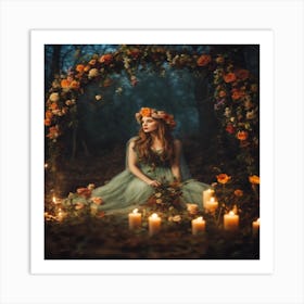 Fairy Girl In The Forest Art Print