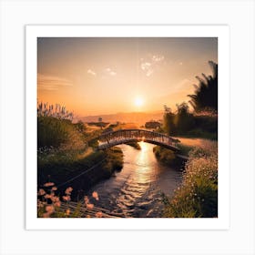 Bridge Over A Stream Art Print