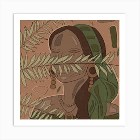 Girl With Be Square Art Print