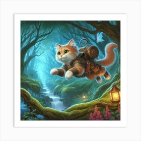 Cat In The Forest Art Print