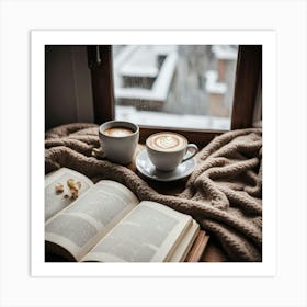 Coffee And Book On A Window Sill 2 Art Print