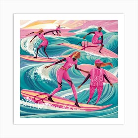 A Stunning Illustration Of Surfers In Pink Beach D 9as4m0trr6aq4x3utn14lq Jsy8ckluti6lxcrknxmctq Art Print