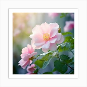 Flowers Leaves Nature Soft Freshness Pastel Botanical Plants Blooms Foliage Serene Delic (11) Art Print