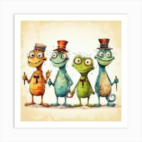 Lizards In Hats Poster