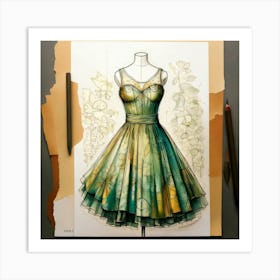 Firefly Frock, Watercolor, Illustration, Paper, Recycled Materials, Fashion Design, Sketch, Detailed (9) Affiche