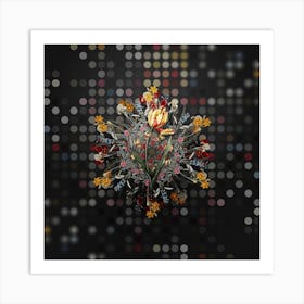 Vintage Didier's Tulip Flower Wreath on Dot Bokeh Pattern n.0510 Art Print