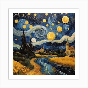 Van Gogh style, Starry night Art Print