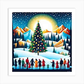 Christmas In The Mountains, Christmas Tree art, Christmas Tree, Christmas vector art, Vector Art, Christmas art, Christmas Art Print