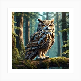 Owl In The Forest 210 Art Print