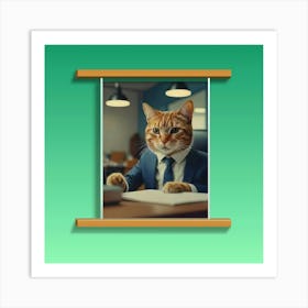 Cat In A Suit Art Print