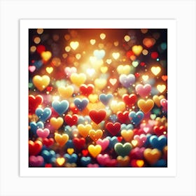 Colorful Hearts Background Art Print