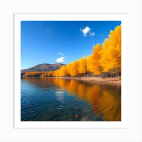 Autumn Trees By The Lake Art Print