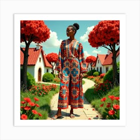 African Woman In A Dress Art Print