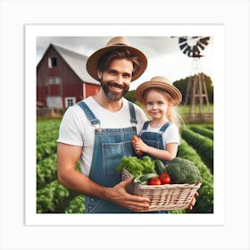 Happy Family On A Farm Art Print