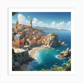 Village By The Sea City art print 1 Art Print