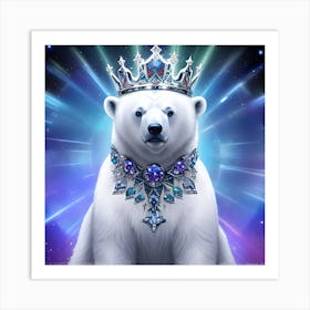 Polar Bear With Crown 1 Art Print