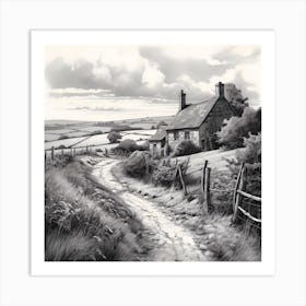 Cosy Countryside Cottage Sketch Art Print