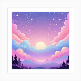 Sky With Twinkling Stars In Pastel Colors Square Composition 169 Art Print