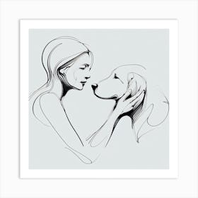 Woman care for her dog Art Print