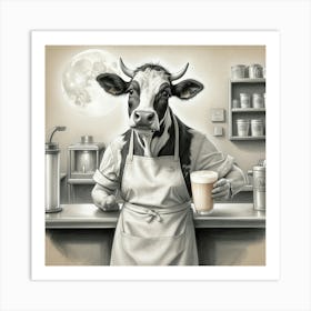 Latte Cow Art Print