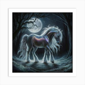 Horse In The Moonlight 28 Art Print