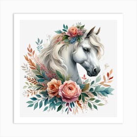 Horse With Flowers 7 Art Print