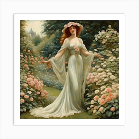 Lady In A Garden 1 Art Print