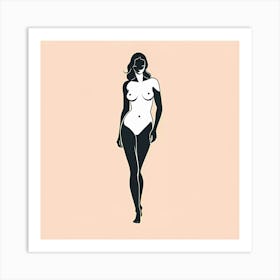 Evolving Silhouette I: Illustration Of A Nude Woman Art Print