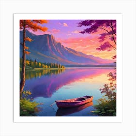 Sunset By The Lake Art Print