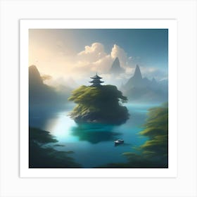 Island in the Water 1 Art Print