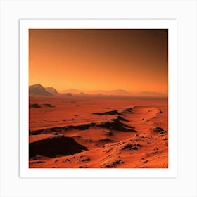 Mars With Red Terrain And Distant Mountains 1 Art Print