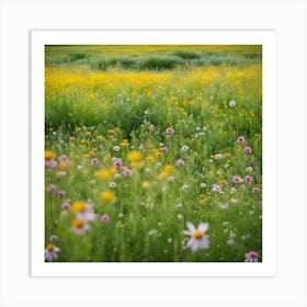 Wildflowers, Landscape Of A Meadow With Wildflowers In Bloom art print Art Print