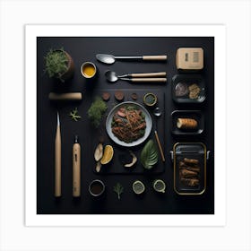 Barbecue Props Knolling Layout (6) Art Print