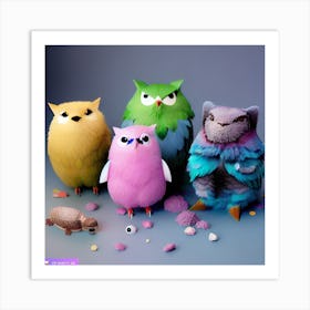 Colorful Owls Art Print