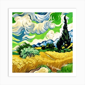 A Wheatfield With Cypresses, Vincent van Gogh Art Print