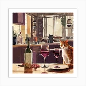 Cat In The Kitchen Art Print